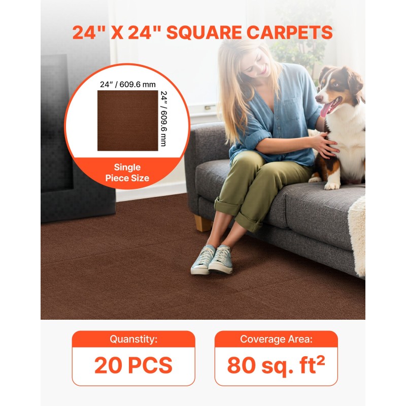 Itsekiinnittyvät mattolevyt matalakarvaiset 610x610 mm 20 kpl tummanruskeat sisätiloihin