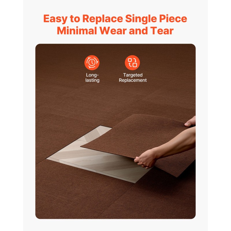 Itsekiinnittyvät mattolevyt matalakarvaiset 610x610 mm 20 kpl tummanruskeat sisätiloihin