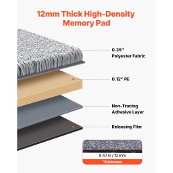 Kokolattialaatat 457 x 457 mm 10 kpl itsekiinnittyvät harmaa polyesteripinta 12 mm