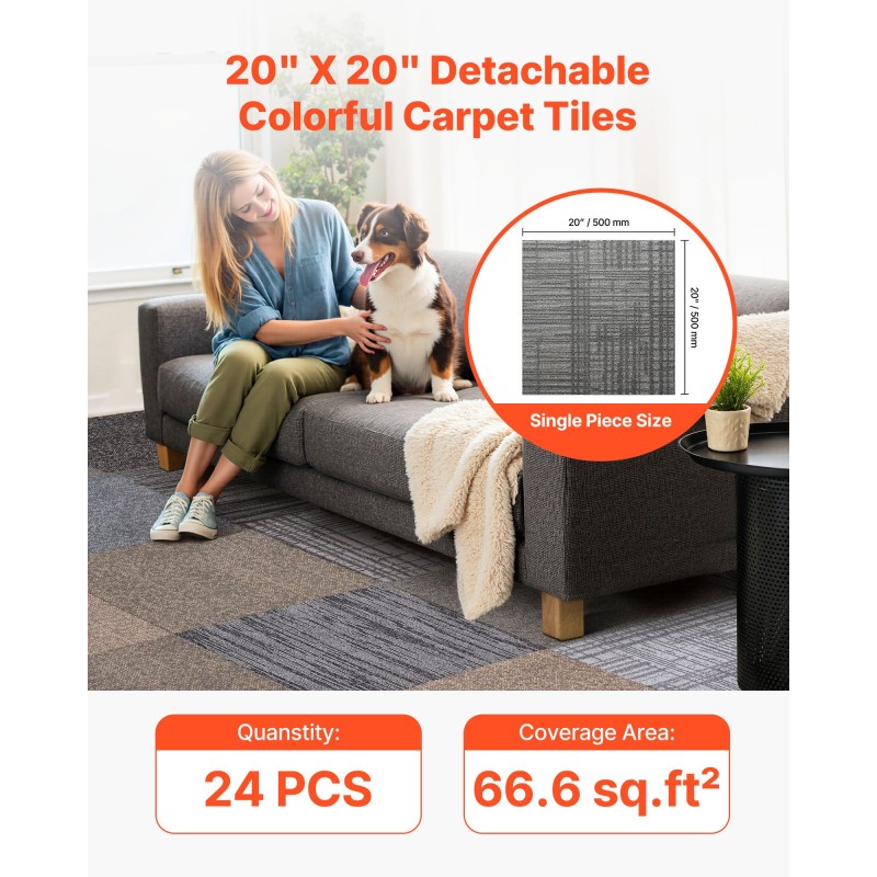 Kokolattialaatat polypropeeni ja asfaltti 508 x 508 mm 6 mm 24 kpl