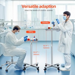 Mayo-teline 201-ruostumattomasta teräksestä korkeussäädettävä 840–1325 mm kantavuus 16 kg irrotettava tarjotin