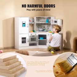 Puinen kulmakeittiö leikkisetti valkoinen valot ja äänet 3–8-vuotiaille