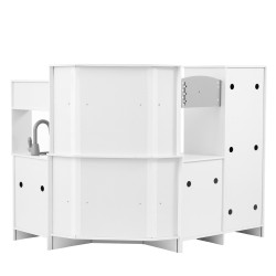 Puinen kulmakeittiö leikkisetti valkoinen valot ja äänet 3–8-vuotiaille