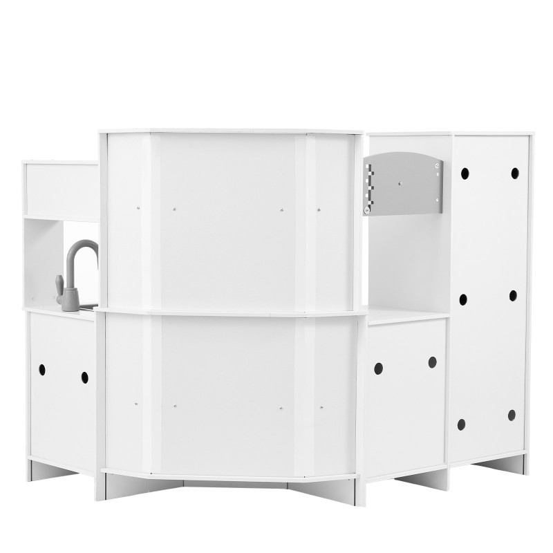 Puinen kulmakeittiö leikkisetti valkoinen valot ja äänet 3–8-vuotiaille