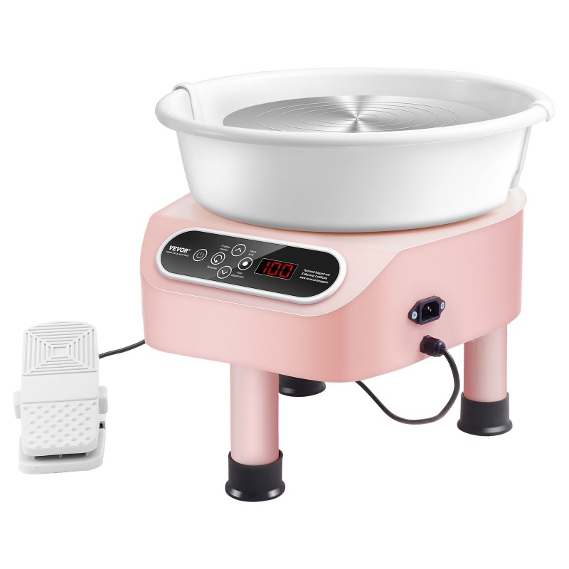 Sähködreija 350W 50–300 kierrosta/min 3 kg kapasiteetti LCD-kosketusnäyttö jalkapoljin kolme tukijalkaa pinkki