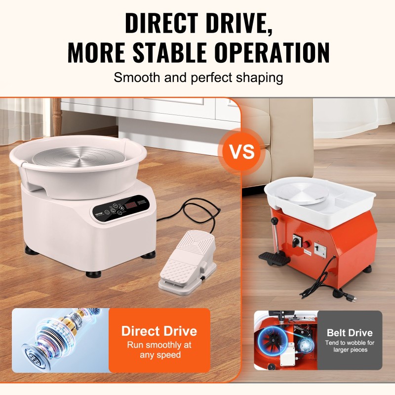 Sähkökäyttöinen savenvalantapyörä keraamisella 27,9 senttimetrin pyörällä 450 watin moottorilla kosketusnäytöllä ja