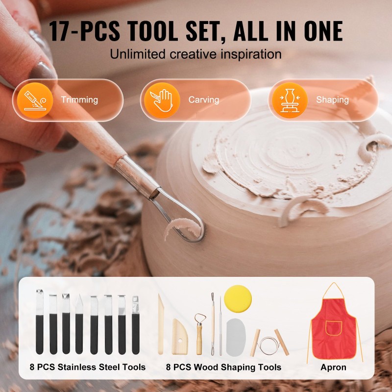 Sähkökäyttöinen savenvalantapyörä keraamisella 27,9 senttimetrin pyörällä 450 watin moottorilla kosketusnäytöllä ja