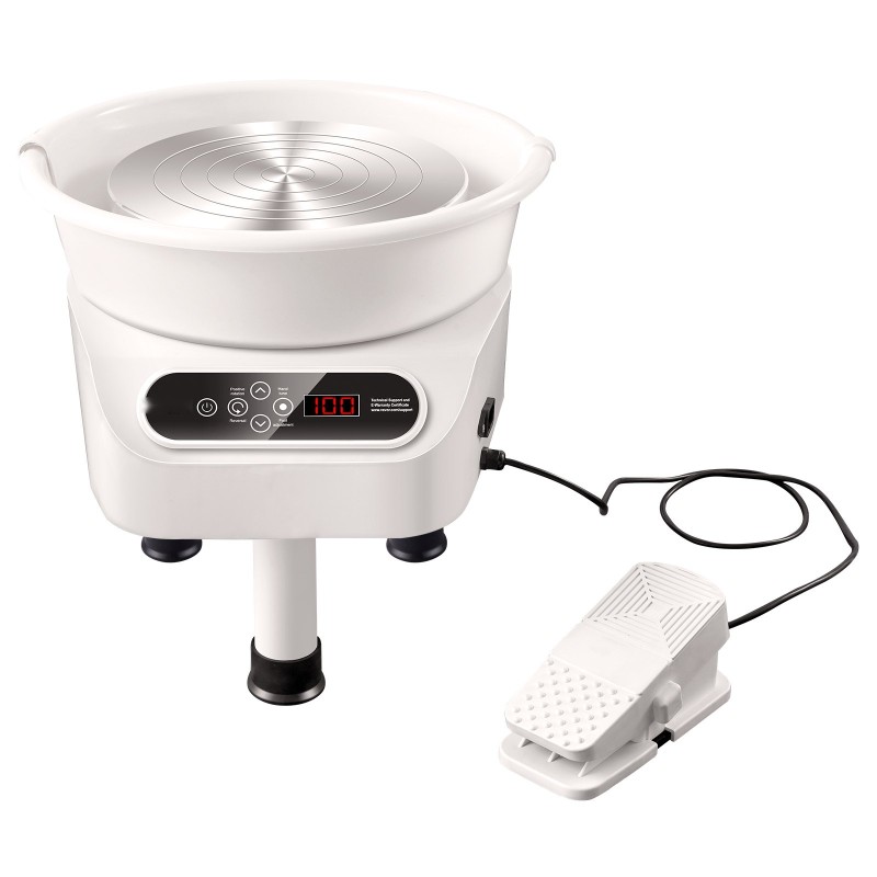 Sähködreija laikan halkaisija 27,9 senttimetriä 450 wattia kosketusnäyttö jalkapoljin valkoinen