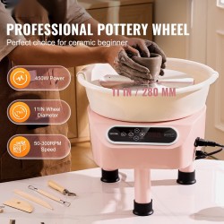 Dreija keraamisella 27,9 senttimetrin pyörällä 450 watin moottorilla kosketusnäytöllä ja jalkapolkimella pinkki