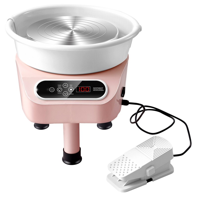 Dreija keraamisella 27,9 senttimetrin pyörällä 450 watin moottorilla kosketusnäytöllä ja jalkapolkimella pinkki