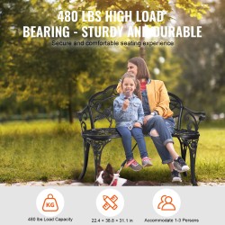 Metallinen ulkopenkki 98,5 cm leveä 218 kg kantavuus selkänojalla ja käsinojilla