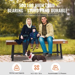 Puutarhapenkki ulkokäyttöön 160 cm puinen istuinosa metallijalat 226,8 kg kantavuus