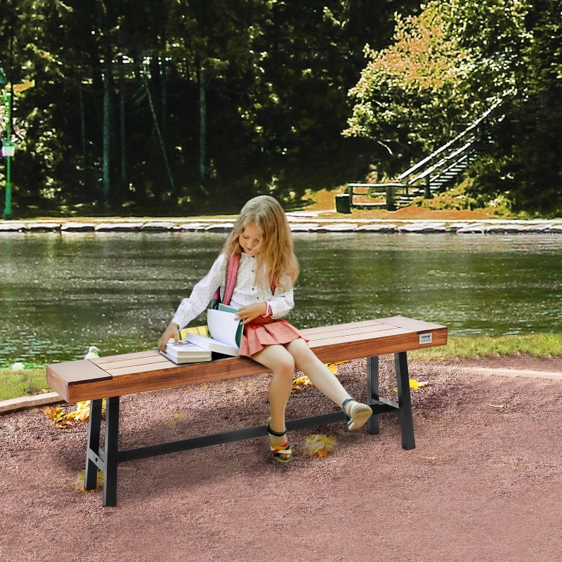 Puutarhapenkki ulkokäyttöön 160 cm puinen istuinosa metallijalat 226,8 kg kantavuus