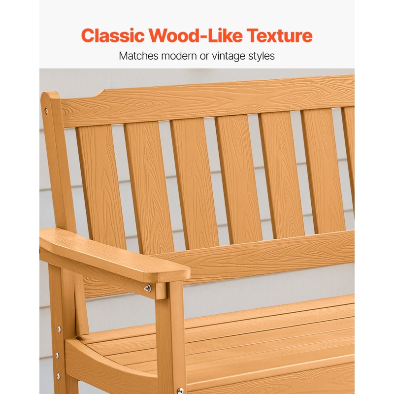 Ulkopenkki säänkestävä muovi 128 senttimetriä kahdelle tai kolmelle 363 kilon kantavuus selkänojalla