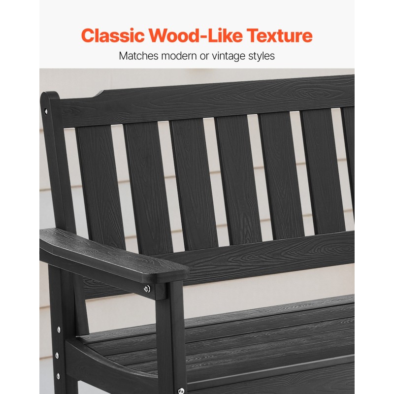 Ulkopenkki PS-muovinen 128 cm 2–3 henkilölle 363 kg musta