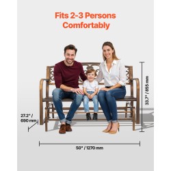 Keinuva puutarhapenkki 127 cm hiiliteräs runko valurautainen selkänoja 2–3 henkilölle antiikkipronssi