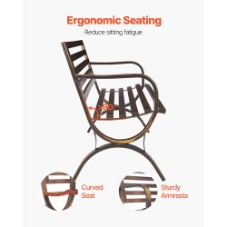 Ulkopenkki hiiliteräsrunko 127 cm antiikinpronssinen sälekuvioitu selkänoja