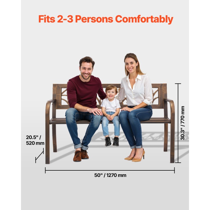 Ulkopenkki 127 cm hiiliteräsrunko säänkestävä PVC-selkänojalla 2–3 hengelle antiikinpronssi