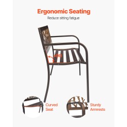 Ulkopenkki 127 cm hiiliteräsrunko säänkestävä PVC-selkänojalla 2–3 hengelle antiikinpronssi