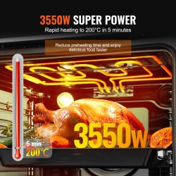 Sisäänrakennettu sähköuuni 24 tuumaa 76 litraa 3550 wattia 9 toimintoa