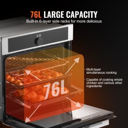 Upotettava sähköuuni 76 litraa 3550 wattia 24 tuuman luokka 16 toimintoa