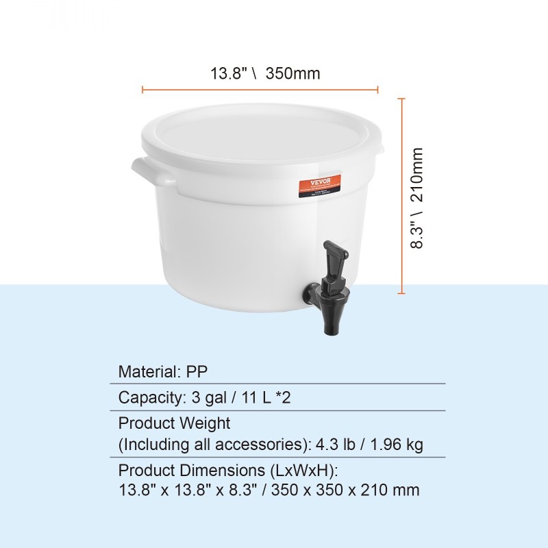 Juoma-annostelija yksitoista litraa kaksipakkaus polypropeeni ja polykarbonaatti tippumaton hana