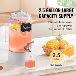 Lasinen juoma-annostelija 3,8 l ruostumaton teräshana irrotettava puinen jalusta