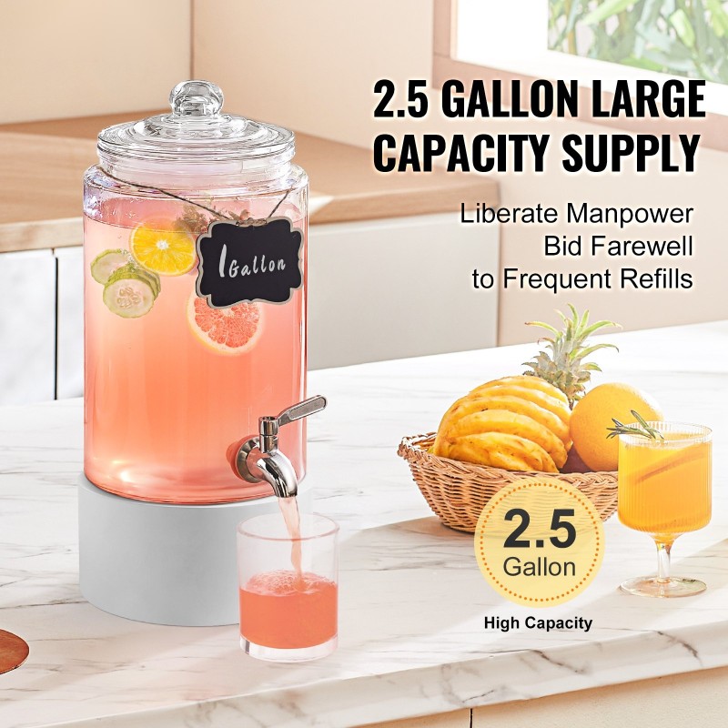 Lasinen juoma-annostelija 3,8 l ruostumaton teräshana irrotettava puinen jalusta