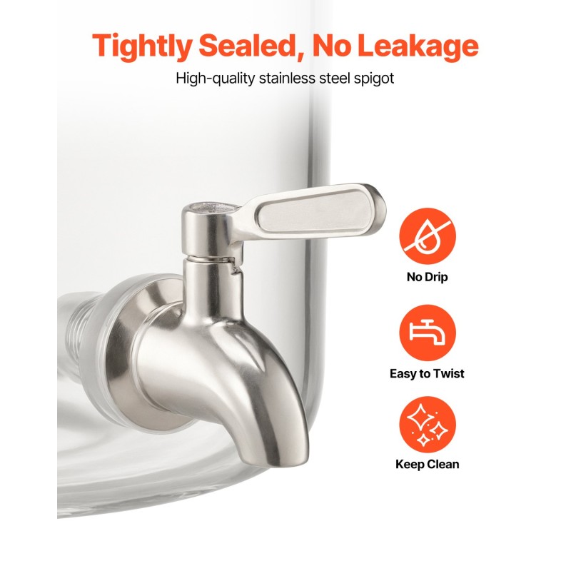 Juoma-annostelija 13 l borosilikaattilasinen puujalustalla ruostumaton teräshana juhliin