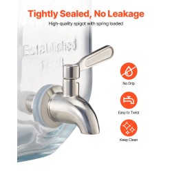 Lasinen kolmisylinterinen juoma-annostelija 11,4 l puinen teline ruostumaton hana