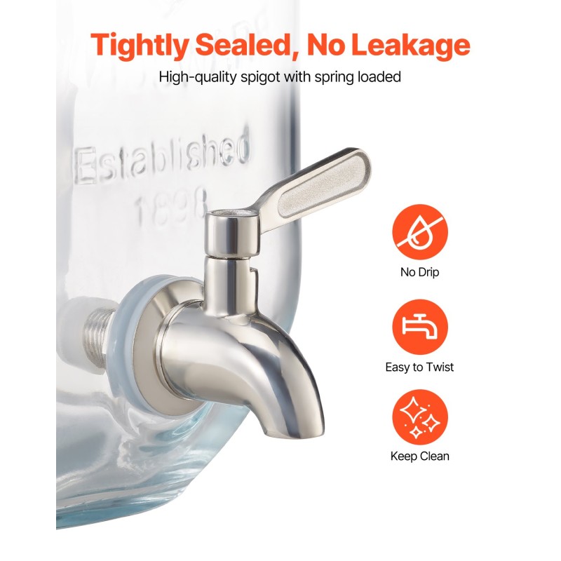 Lasinen kolmisylinterinen juoma-annostelija 11,4 l puinen teline ruostumaton hana