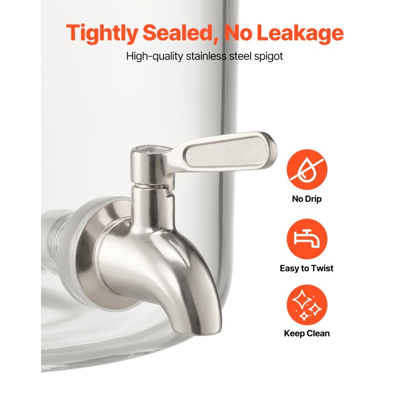 Lasinen juoma-annostelija 8 l borosilikaattilasi ruostumaton hana puinen jalusta