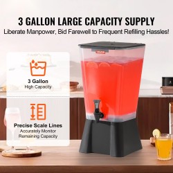 Juoma-annostelija 19 l elintarvikekelpoinen PP-muovi tippumaton hana läpinäkyvä säiliö musta