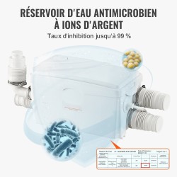 Silppuri-jätevesipumppu 350 W 6000 l/h 7 m nostokorkeus 3 sisääntuloa antibakteerinen säiliö