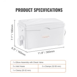 Silppuri-jätevesipumppu 350 W 6000 l/h 7 m nostokorkeus 3 sisääntuloa antibakteerinen säiliö