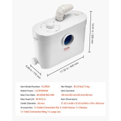 Murskaava jätevesipumppu 900 wattia 4 tuloaukkoa 180 litraa minuutissa 12 metrin nostokorkeus