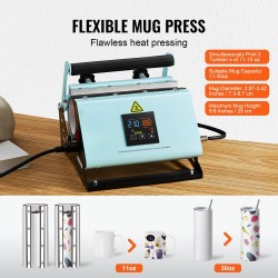 Lämpöprässi kaksitoiminen juoma ja lippalakeille silikonialustalla sopii 11–30 unssin mukeille