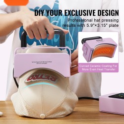 Hattupuristin kaarevalla keraamisella lämmityslevyllä 150 x 80 mm digitaalinen ohjauspaneeli silikonialustalla