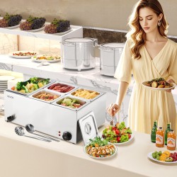 Ruoanlämmitin 5-astian pöytämalli ruostumatonta terästä 1200W 30–85°C ammattikäyttöön