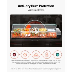 Ruokien lämpöhaude ruostumaton teräs 5 astiapataa lasikannella 30–85°C