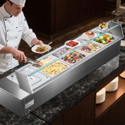 Ruokien lämpöhaude ruostumaton teräs 5 astiapataa lasikannella 30–85°C