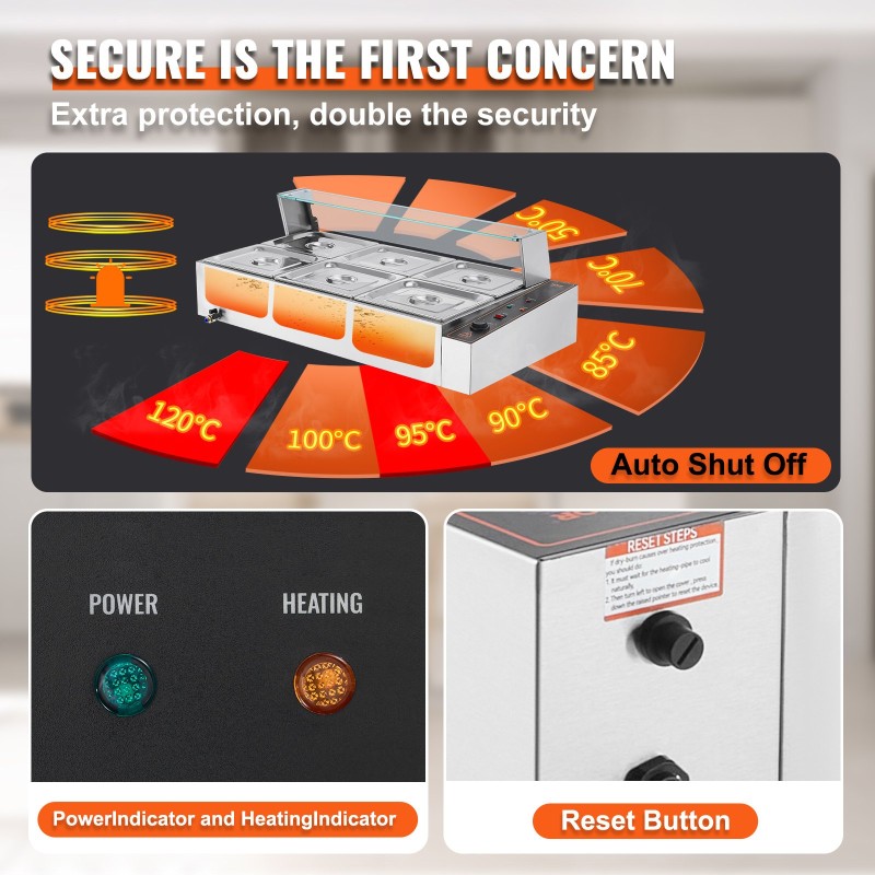 Lämminpitoallas ruostumatonta terästä 6 astiaa buffetpöytiin ja tilaisuuksiin