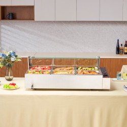 Lämminpitoallas ruostumatonta terästä 6 astiaa buffetpöytiin ja tilaisuuksiin