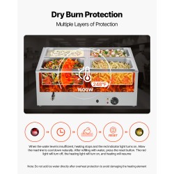 Pöytämallinen sähköinen ruoanlämmitin ruostumattomasta teräksestä neljällä vuoalla ja kannella