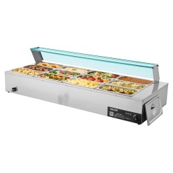 Sähköinen 12-astiallinen vesihaudelämmitin 1700 watin teho ruostumatonta terästä lasikannella pöytämallinen