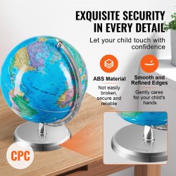 Maapallo ABS 203 mm 360 asteen pyörivällä metallijalustalla englanninkielinen kartta