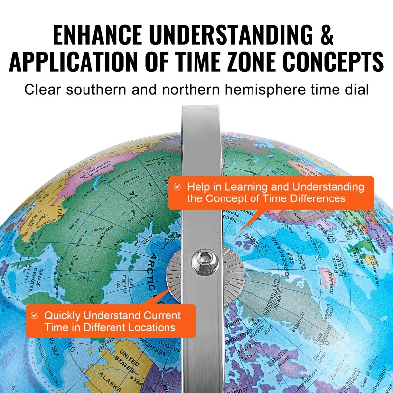 Maapallo ABS-muovinen 33 cm metallijalustalla 720 asteen pyörintä opetuskäyttöön