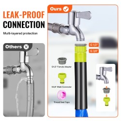 Lämmitettävä PVC-vesiletku 15,2 m matkailuautoon juomavedelle turvallinen -42,7°C