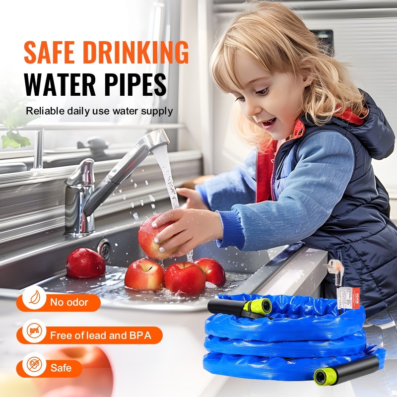 Lämmitettävä juomavesiletku PVC 4,6 m 5/8 tuuman sisähalkaisija itseään säätelevä -42,7°C pakkassuoja