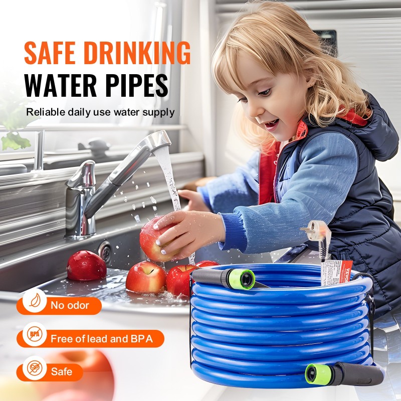 Lämmitettävä juomavesiletku polyvinyylikloridi 7,6 m 5/8 tuuman itsesäätyvä lyijytön BPA-vapaa matkailuautoihin